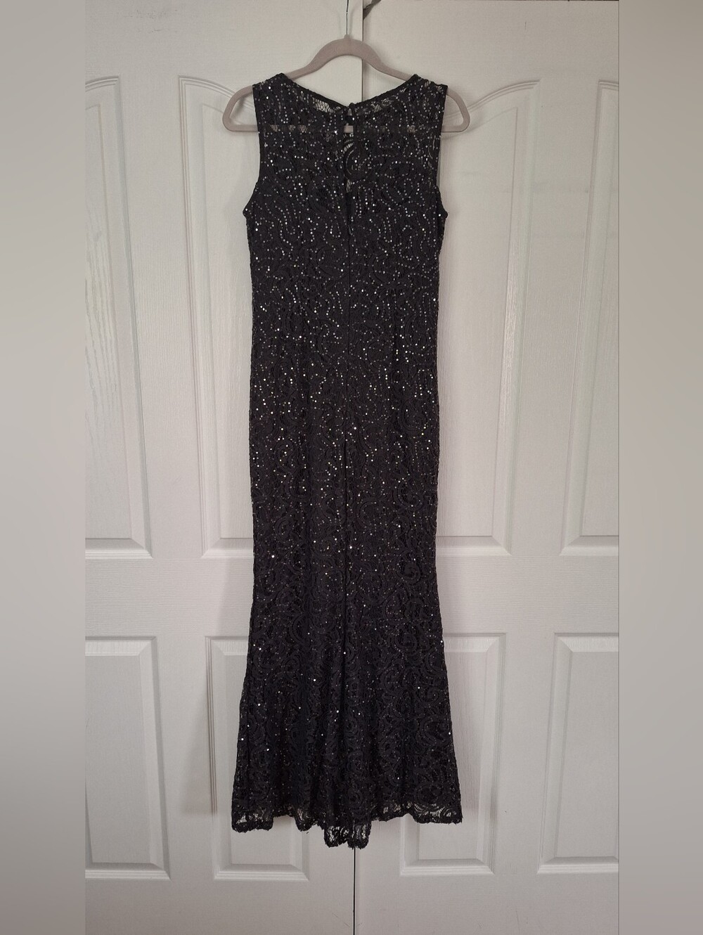 MARINA Black Lace Sequin Maxi Gown - Picture 4 of 9